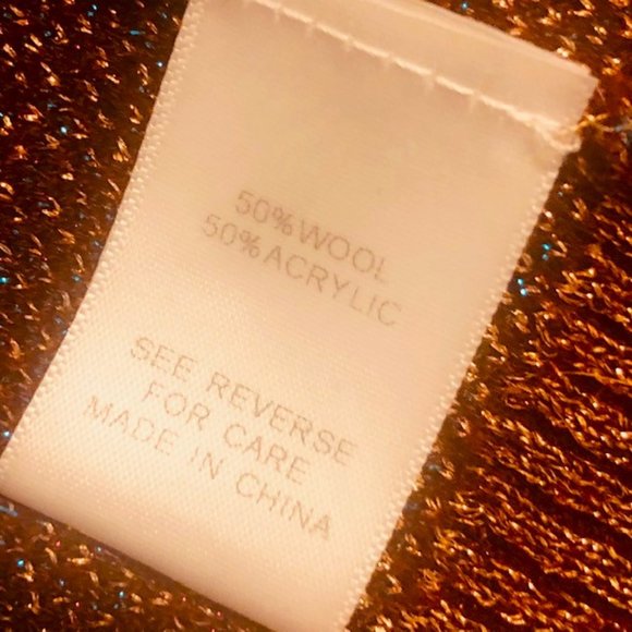 KATHIE K Wool Blend Auburn Multi Color Metallic Thread Sweater Excellent Size XL - Picture 6 of 6